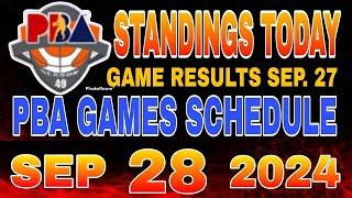 PBA Standings today as of September 27, 2024 | Pba Game results | Pba schedules September 28, 2024