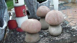 Pilze aus Beton mit Damenstrümpfen machen - mushrooms made of concrete