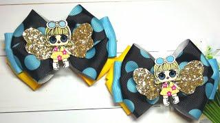 Новые бантики с куклой из ленты 4см, мк/New bows with ribbon 4cm