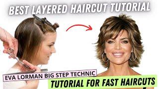 How to Cut Layered Haircut with Bangs Step by Step | Women's Cascade Haircut 2023 by Eva Lorman