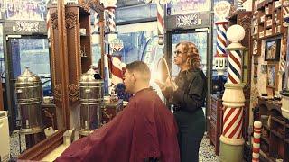 Haircut by Olga Kubini at NYC Barber Shop Museum