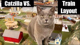 Catzilla Vs. Model Train Layout