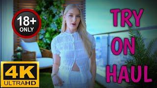 Transparent clothes Try-On Haul Lingerie | white Bikini  Review with Emily See-through clothes [4K]