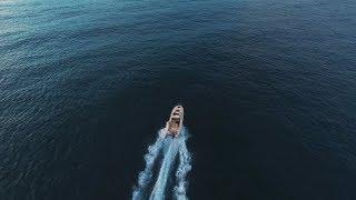 Aerial View. Flying in the Sea of a Yacht (Stock Footage)