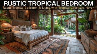 Embracing Harmony: Rustic Tropical Bedroom & Living Space with a Tranquil Tropical Courtyard Haven