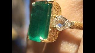 Mark Broumand - 6.35ct Emerald and Diamond Three-Stone Ring