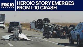 Heroic actions help save woman in I-10 crash