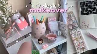 Aesthetic DESK MAKEOVER  Korean & Pinterest inspired • pink cozy space • stationery organization 