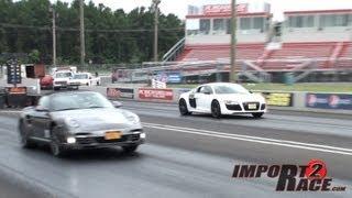 Porsche Vs Audi R8 V10 drag race at @ SlipStream Racing event