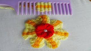 Hand Embroidery Amazing Trick# Easy Flower Embroidery Trick# Sewing Hack with hair comb