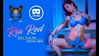 Inked redhead Ria Red - NOT doing it on the kitchen table - VR 180 3D