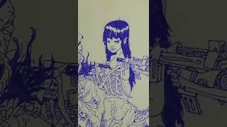Fantasy Sketches in Blue Watercolor