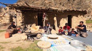 Performing daily tasks of Iranian nomadic women and children