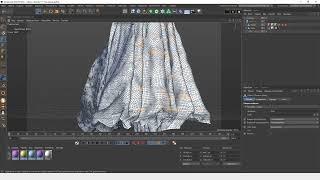 17/36 Теги симуляции ткани в Cinema 4D. Настройки, ветер. Кэширование текстильной динамики