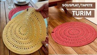 SOUSPLAT TURIM | LINDO SOUSPLAT EM CROCHÊ | E COM A MESMA RECEITA, FAÇA TB UM LINDO TAPETE DE PORTA