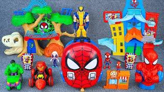 Marvel Spiderman Unboxing Review | Spidey Dino-Webs Treehouse Set | Amazing Metals City Track | ASMR