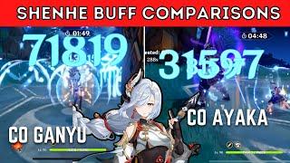 How Much C0 Shenhe Improves C0 Ayaka & Ganyu Damage? [Damage Comparisons Genshin Impact]