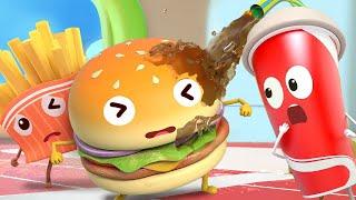 Hamburger and Burping Cola | Yummy Foods Animation | Kids Cartoon | Nursery Rhymes | BabyBus