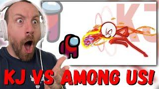 KJ VS. AMONG US! Mini Crewmate Kills KJ Characters (Part 1 & 2) REACTION!!!