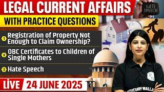 Top Legal Current Affairs 2025  | 24 June | Legal News Analysis | By Apoorva Ma'am | Judiciary By PW