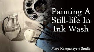 Still life in ink wash