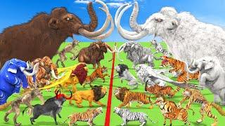 Animal Epic Battle Prehistoric Mammals vs White Albino Animals vs Hybrid Animals Size Comparison