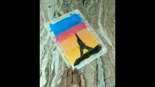 Eiefel tower scenery drawing with oil pastels#shorts(art with sahil)