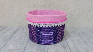 Чудесная Корзинка из Бельевой Веревки и Лент - Wonderful Basket with Clothesline Rope and Ribbons