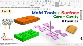 EASY WAY ‼️ make core cavity with mold tools and surface in Solidworks