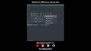 Maximum difference across lists in Python | Python Examples | Python Coding Tutorial | Interview