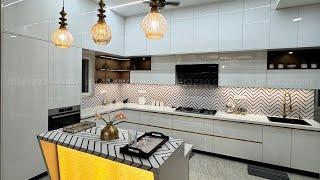 Tour the Luxurious QVC Hills,Villa | Eclectic Designs | Hafele & Blum Acrylic Kitchen |PVD Partition