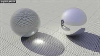 Two spheres - from dawn till dusk, Brighter3D caustics test