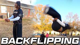 Duke Dennis recreates his old backflip video