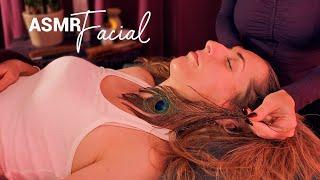 A Relaxing ASMR Facial in the Rain  Brushing, Mask, Light Touch Massage