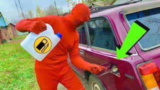 Red Man pours Gasoline into Gas Tank of Russian Drift Car 13+