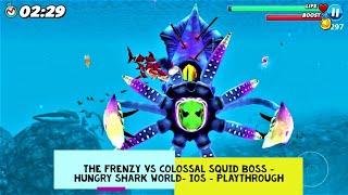 THE FRENZY vs COLOSSAL SQUID BOSS - Hungry Shark World- iOS - Playthrough