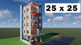 small rental  house with car parking,25by25 2BHK car parking house,3D makan a naksha,3D house map