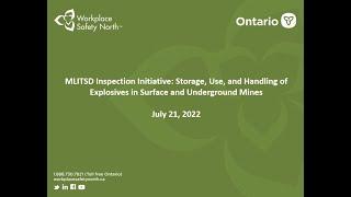 Webinar: Ministry workplace compliance initiative on safe use and storage of explosives in mines