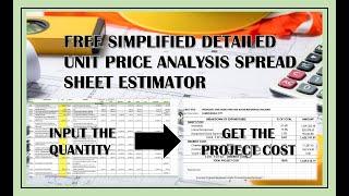 Free Detailed Unit Price Analysis DUPA Estimate Spreadsheet Format for Construction Estimators