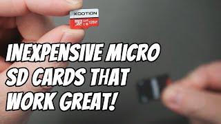 These KOOTION 128GB Micro SD Cards work great and are inexpensive