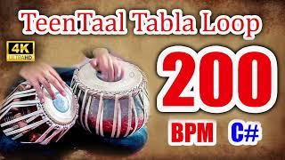 10 Hour Teentaal Tabla Loop 200 BPM / Tabla for Vocal Practice / Tabla Beats For Classical Dance