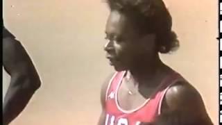 Olympics - 1984 - L A Games - Track - Womens 100m Semifinals - USA Alice Brown + USA Jeanette Bolden