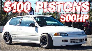 500HP Turbo Civic on 30PSI (D-Series Budget Build) + 800HP Honda vs 850HP Supercar PHOTO FINISH!