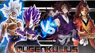 Goku MUI & Vegeta Ultra Ego vs Kokushibo V2 & Yoriichi V3 ANIME MUGEN JUS Team Fight 2 vs 2