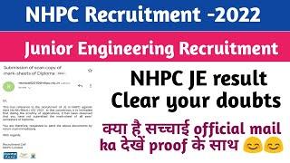 nhpc je result out|| nhpc recruitment -2022||clear your doubts || nhpc je result official update