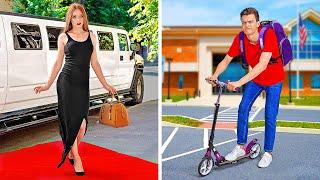 RICH STUDENTS VS BROKE STUDENTS || Funny Situations At School by 123 GO!