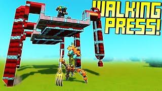 Impractical Weapons: A Walking Hydraulic Press?! - Scrap Mechanic Gameplay