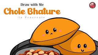 Draw with Me - Chole Bhature - Food illustration in Procreate