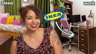 making over my guest bedroom into my dream cozy office + ikea desk hack