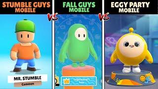 Fall Guys Mobile vs Stumble Guys Mobile vs EggyParty Mobile